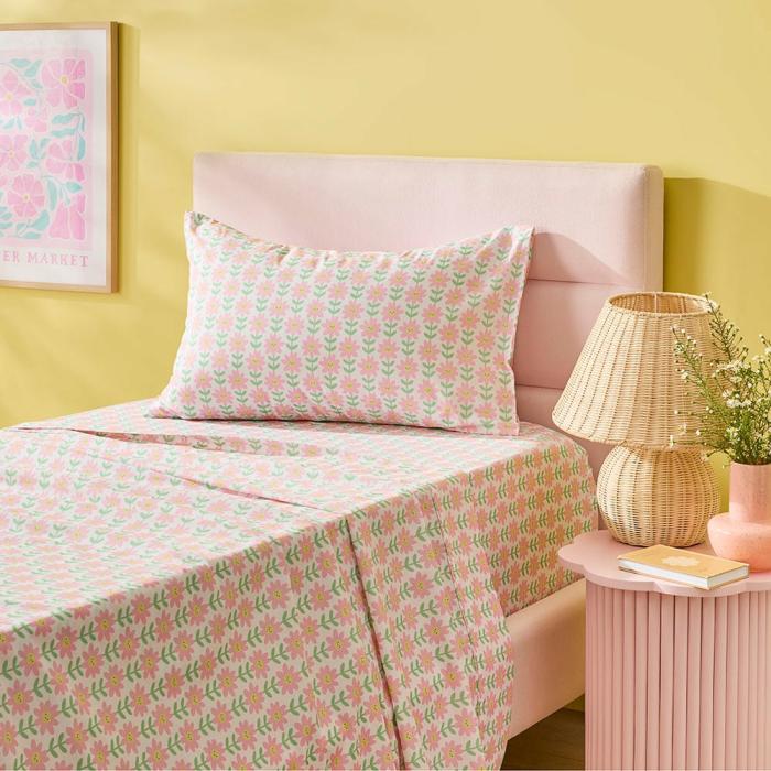 Sheets |  Happy Daisy White Sheet Set Kids Bedlinen Sheets