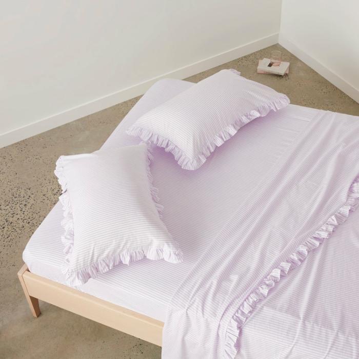 Sheets |  Ruffle Lilac Stripe Sheet Set Bedlinen Sheets