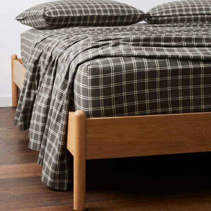 Sheets |  Stonewashed Cotton Charcoal Grid Sheet Separates Bedlinen Sheets