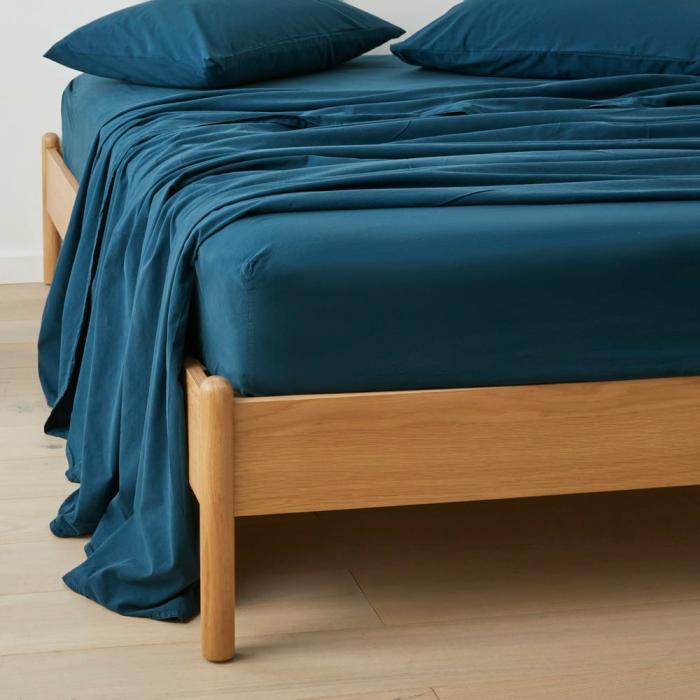 Sheets |  Stonewashed Cotton Petrol Blue Sheet Separates Bedlinen Sheets