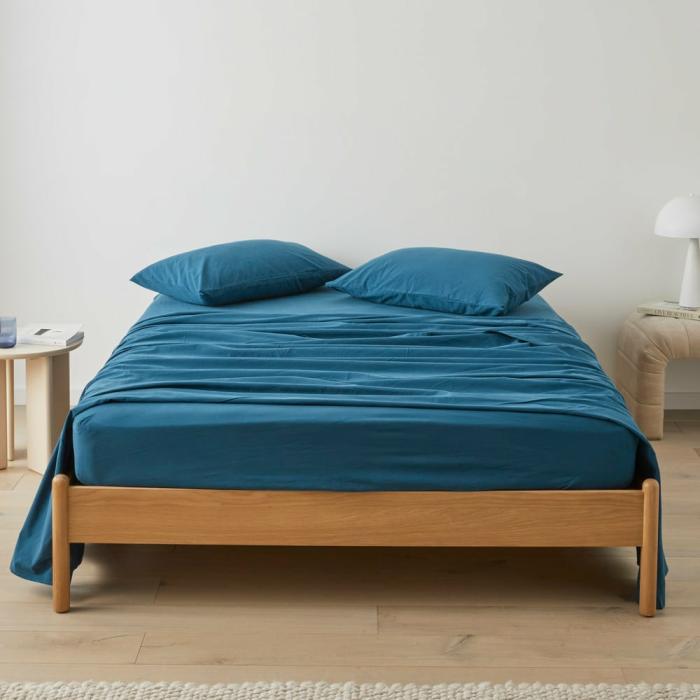 Sheets |  Stonewashed Cotton Petrol Blue Sheet Set Bedlinen Sheets