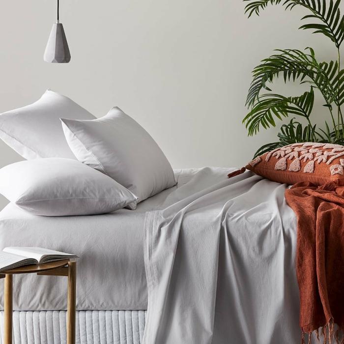 Sheets |  Stonewashed Cotton Silver Sheet Separates Bedlinen Sheets