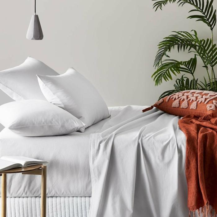 Sheets |  Stonewashed Cotton White Sheet Set Bedlinen Sheets