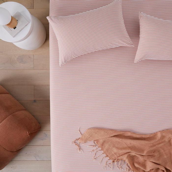 Sheets |  Ultra Soft Jersey Clay Stripe Sheet Separates Bedlinen Sheets