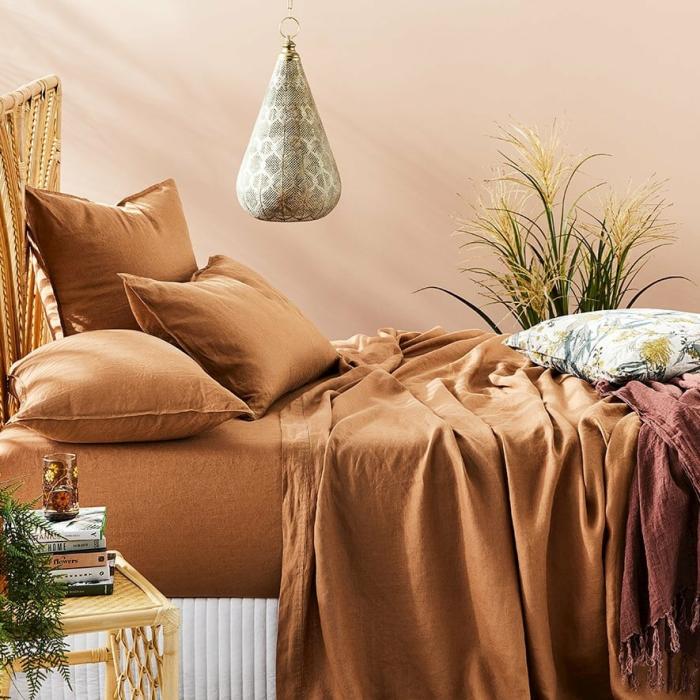 Sheets |  Vintage Washed Linen Caramel Sheet Separates Bedlinen Sheets