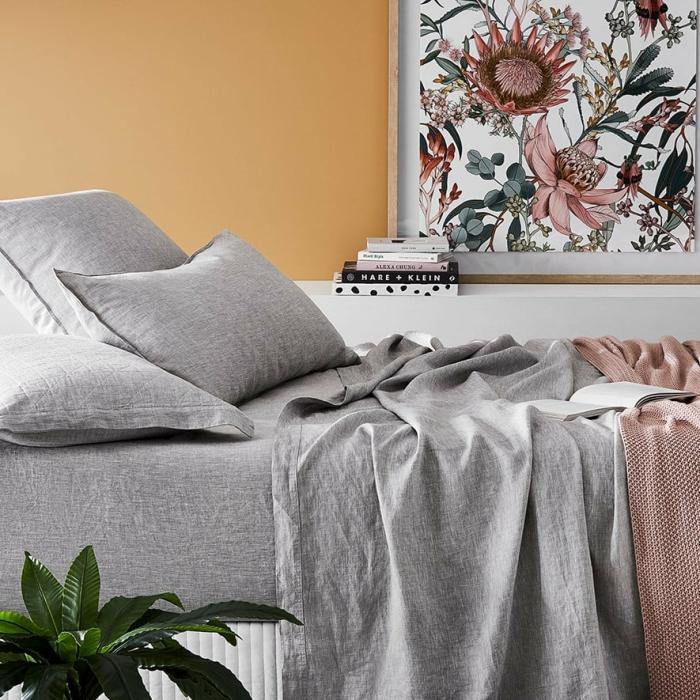 Sheets |  Vintage Washed Linen Grey Marle Sheet Separates Bedlinen Sheets