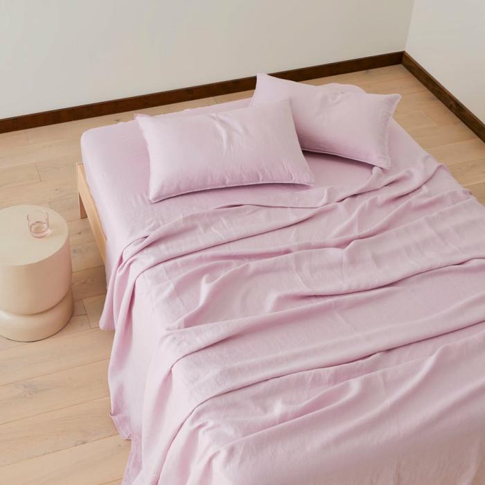 Sheets |  Vintage Washed Linen Mauve Sheet Separates Bedlinen Sheets