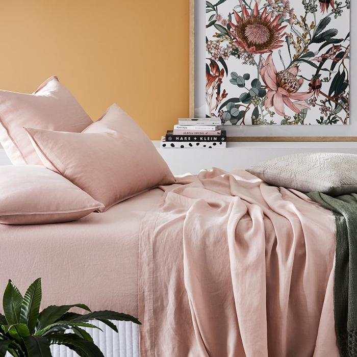 Sheets |  Vintage Washed Linen Nude Pink Sheet Separates Bedlinen Sheets