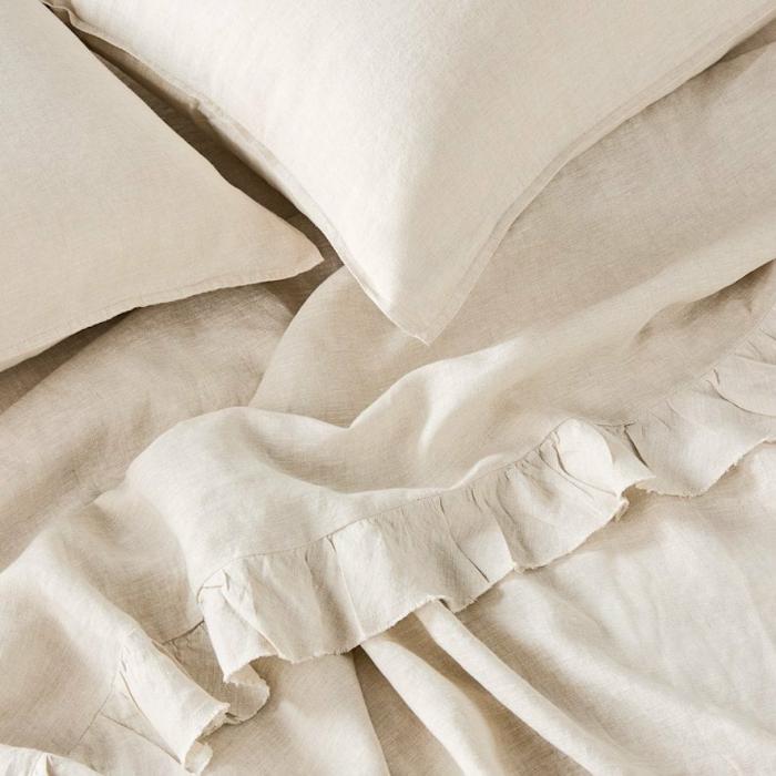 Sheets |  Vintage Washed Linen Ruffle Linen Flat Sheet Bedlinen Sheets