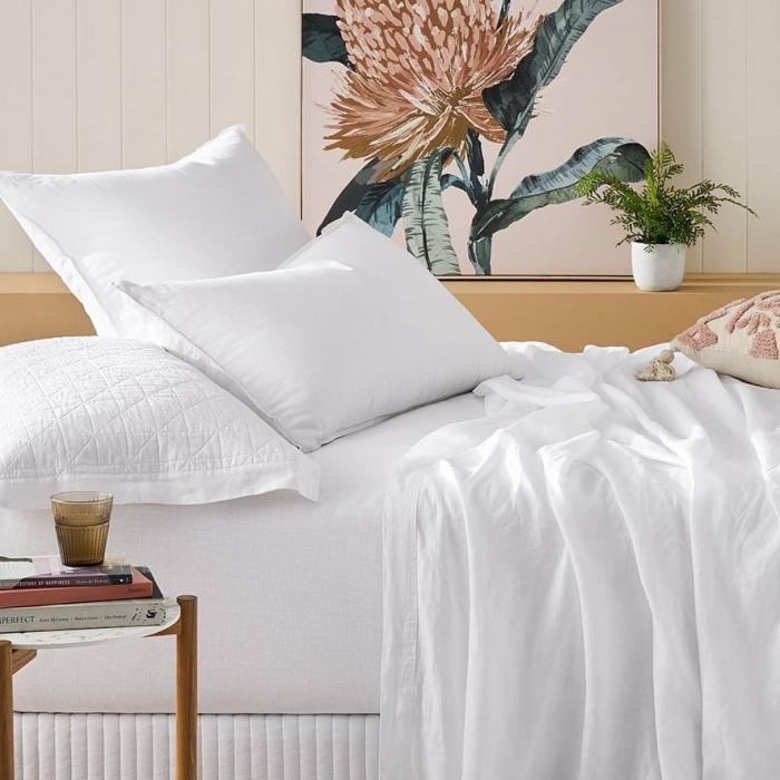 Sheets |  Vintage Washed Linen White Sheet Separates Bedlinen Sheets