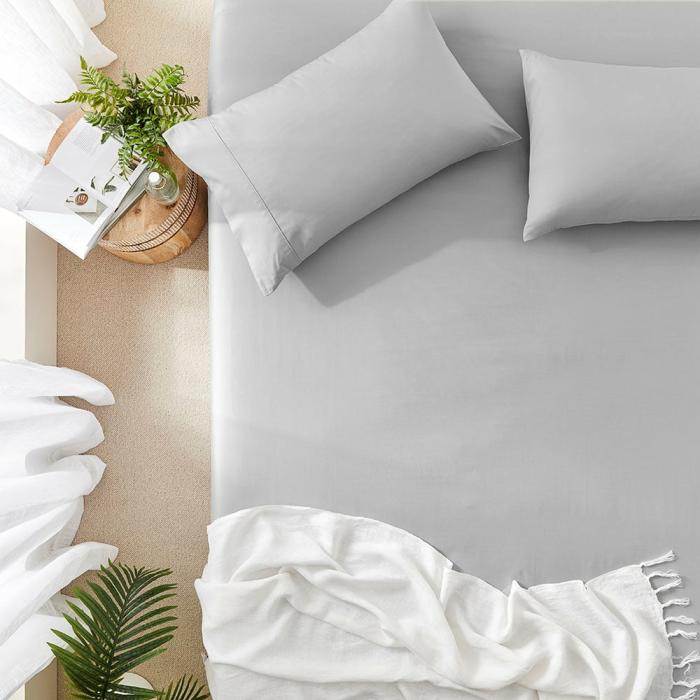 Sheets |  Worlds Softest Cotton Silver Fitted Sheet Separates Bedlinen Sheets