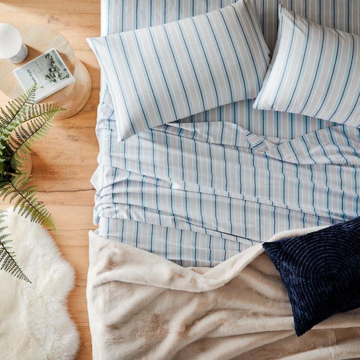 Sheets |  Yarn Dyed Ice Stripe Cotton Sheet Set Bedlinen Sheets