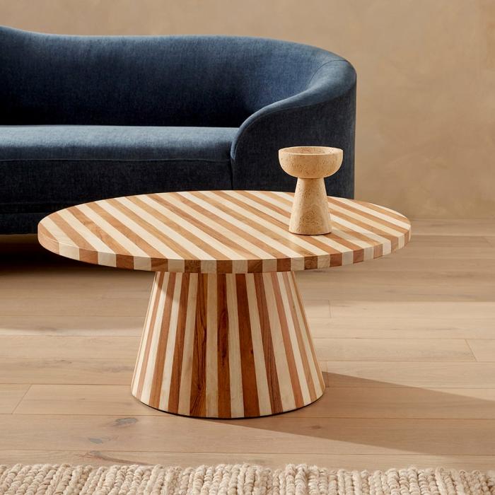 Side Tables & Coffee Tables |  Enzo Natural & Walnut Stripe Coffee Table Living Room Side Tables & Coffee Tables