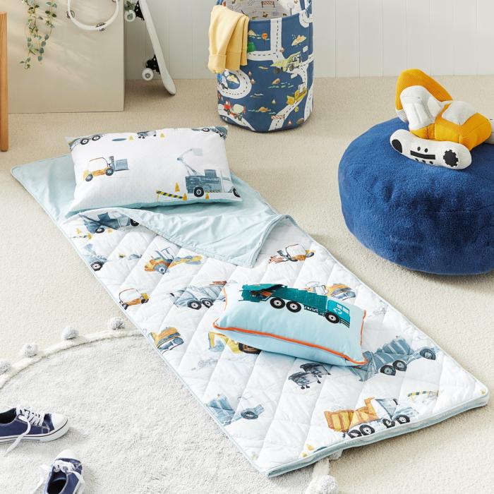 Sleeping Bags |  Under Construction Blue Co-Ordinating Sleeping Bag Kids Bedlinen Sleeping Bags