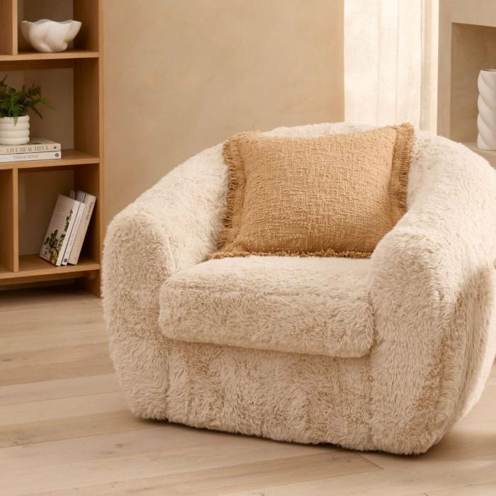 Sofas & Armchairs |  Charlie Fawn Faux Fur Chair Living Room Sofas & Armchairs