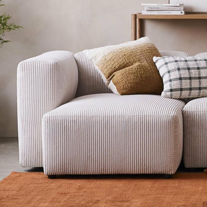 Sofas & Armchairs |  Tulsa Vanilla Corduroy Left Arm Facing Chaise Modular Lounge Chair Living Room Sofas & Armchairs