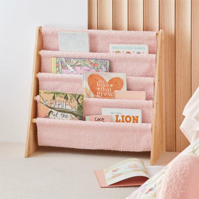 Storage |  Brady Pink Boucle Bookshelf Kids Decor Storage