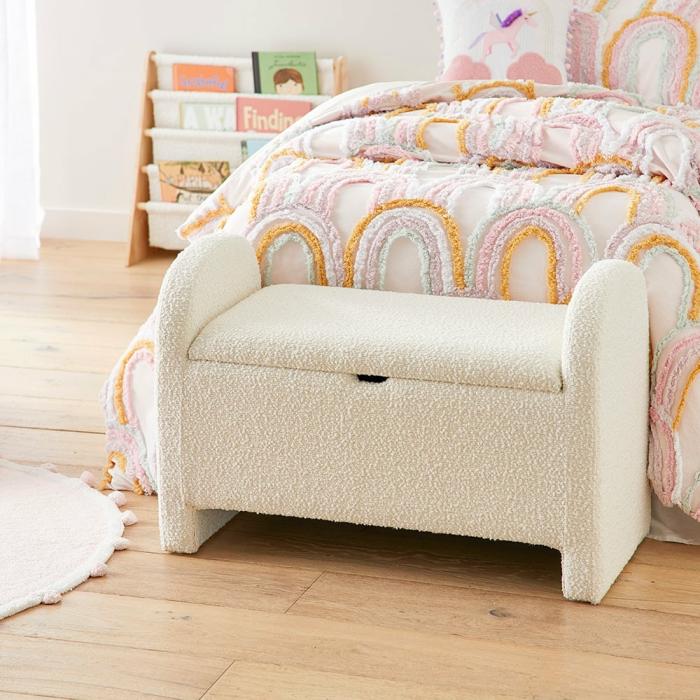 Storage |  Brady White Boucle Blanket Box Kids Decor Storage