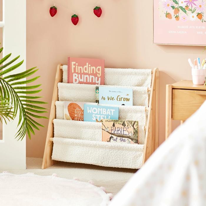 Storage |  Brady White Boucle Bookshelf Kids Decor Storage