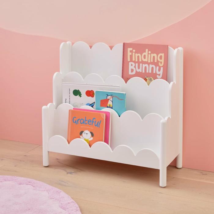 Storage |  Sadie Scallop White Book Tidy Kids Decor Storage