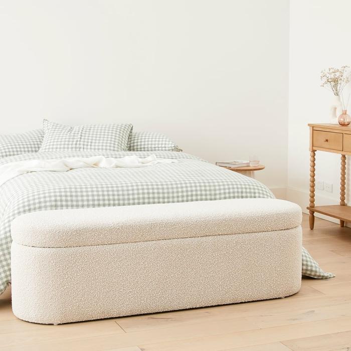 Storage & Shelves |  Memphis Cream Boucle Large Blanket Box Living Room Ottomans & Bench Seats