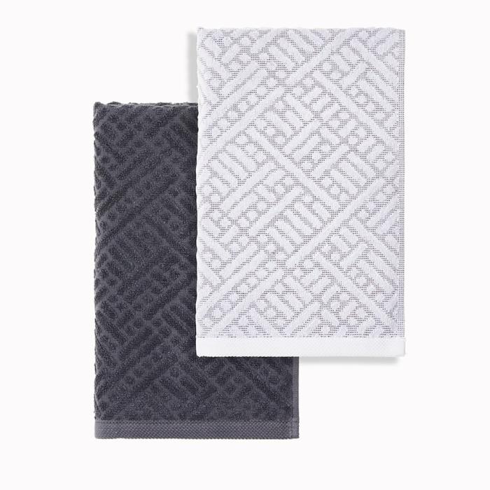 Table & Servingware |  Aya Navy & White Cotton Bamboo Tea Towel Pack Of 2 Kitchen Table & Servingware