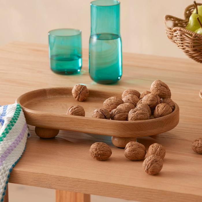 Table & Servingware |  Banto Natural Oak Oval Footed Platter Kitchen Table & Servingware