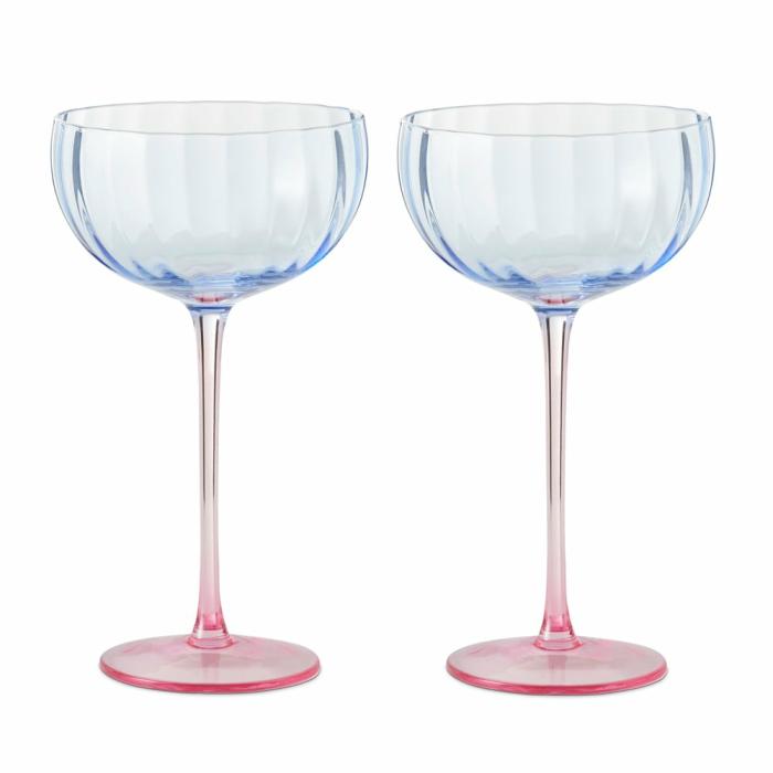 Table & Servingware |  Bardot Blue & Pink Cocktail Glass Pack Of 2 Kitchen Table & Servingware