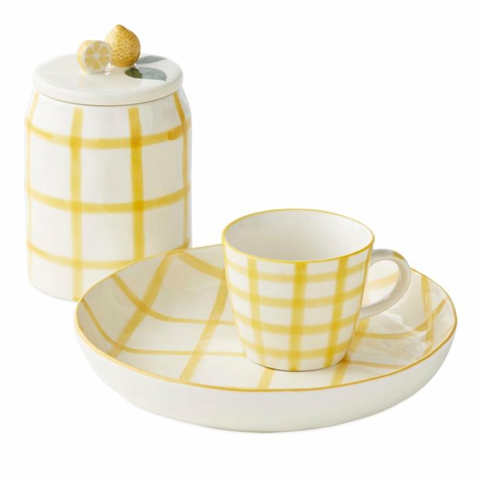 Table & Servingware |  Charli Yellow Check Servingware Kitchen Table & Servingware