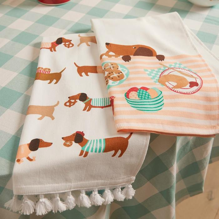 Table & Servingware |  Easter Dachshunds Tea Towels Pack Of 2 Kitchen Table & Servingware