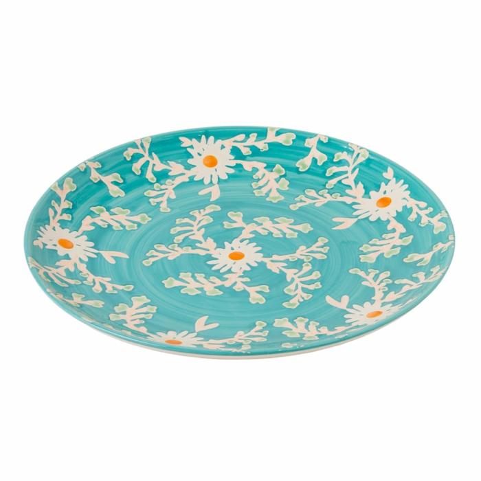 Table & Servingware |  Fiore Teal Round Platter Kitchen Table & Servingware