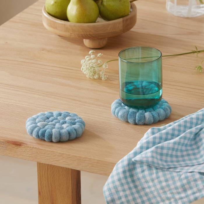 Table & Servingware |  New Zealand Wool Aquamarine Space Dyed Coasters Pack Of 2 Kitchen Table & Servingware