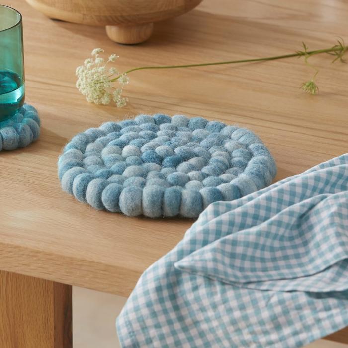 Table & Servingware |  New Zealand Wool Aquamarine Space Dyed Trivet Kitchen Table & Servingware