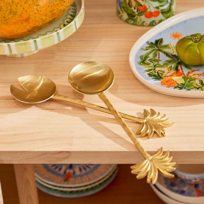 Table & Servingware |  Palm Gold Salad Servers Pack Of 2 Kitchen Table & Servingware