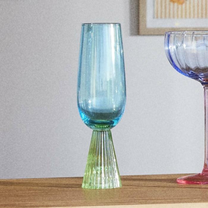 Table & Servingware |  Retro Blue & Green Champagne Flute Pack Of 2 Kitchen Table & Servingware