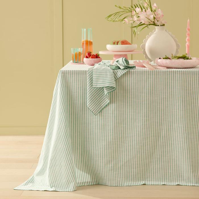 Table & Servingware |  Seville Aquamarine Stripe Tablecloth Kitchen Table & Servingware