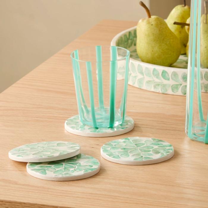 Table & Servingware |  Sicily Capiz Green Vine Coasters Set Of 4 Kitchen Table & Servingware