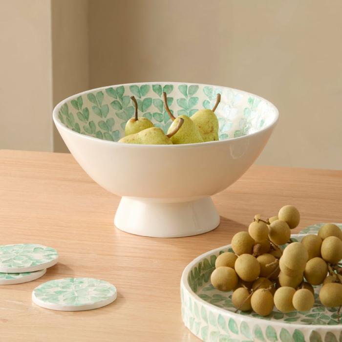 Table & Servingware |  Sicily Capiz Green Vine Pedestal Bowl Kitchen Table & Servingware