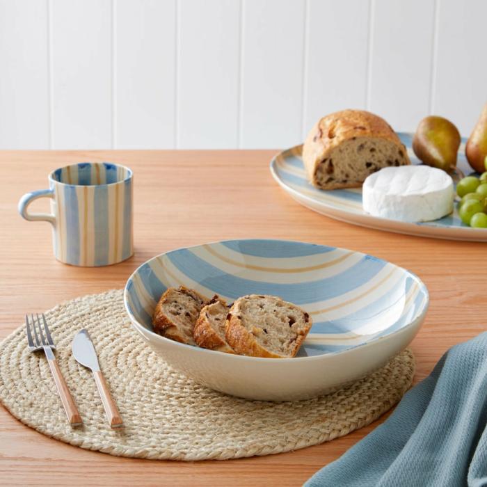 Table & Servingware |  Soho Blue Stripe Servingware Kitchen Table & Servingware