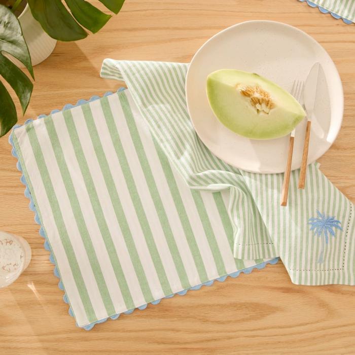 Table & Servingware |  Stripe Green Placemat Pack Of 2 Kitchen Table & Servingware