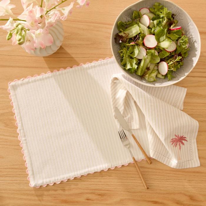 Table & Servingware |  Stripe Pink Placemat Pack Of 2 Kitchen Table & Servingware