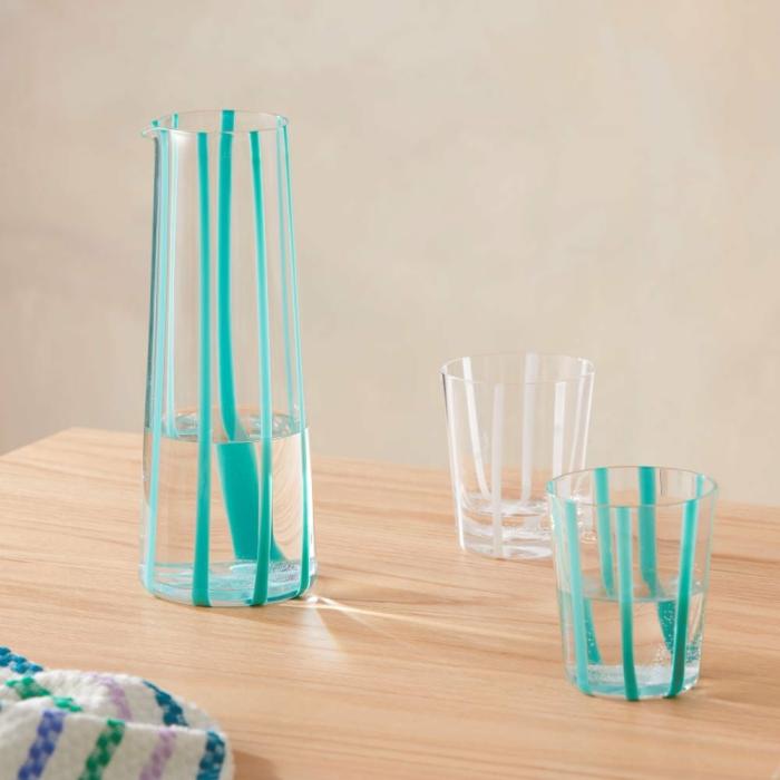 Table & Servingware |  Stripe Teal Drinkware Kitchen Table & Servingware