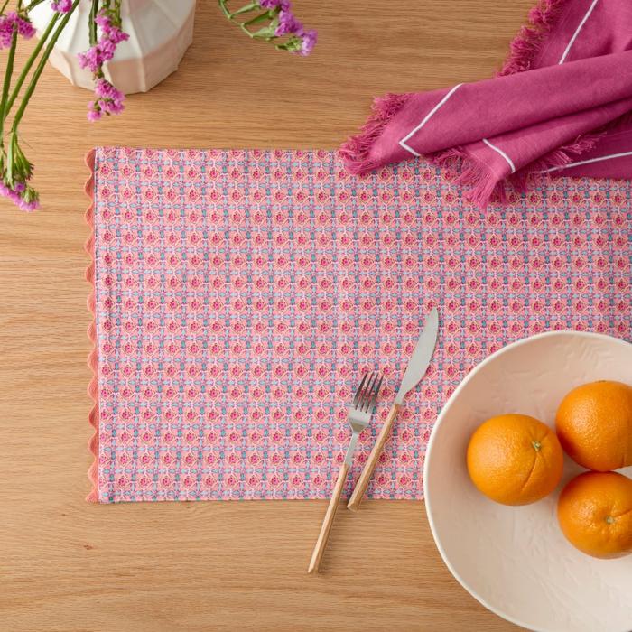 Tablecloths, Runners & Placemats |  Berry Floral Coral & Mint Reversible Table Runner Kitchen Table & Servingware