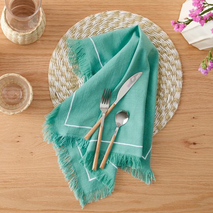 Tablecloths, Runners & Placemats |  Kingston Aquamarine Linen Napkins Pack Of 2 Kitchen Table & Servingware