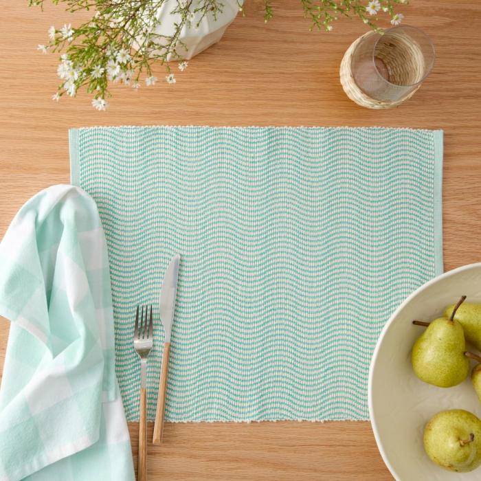 Tablecloths, Runners & Placemats |  Luna Aquamarine Placemat Pack Of 2 Kitchen Table & Servingware