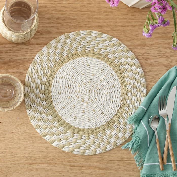 Tablecloths, Runners & Placemats |  Malta Natural & White Placemat Kitchen Table & Servingware