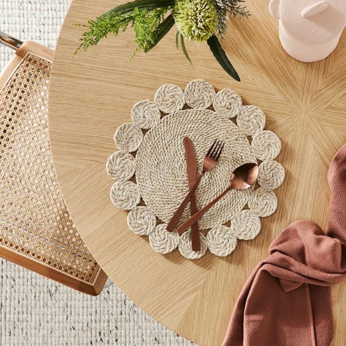 Tablecloths, Runners & Placemats |  Sicily Collection Pack Of 2 Natural Circle Placemats Kitchen Table & Servingware