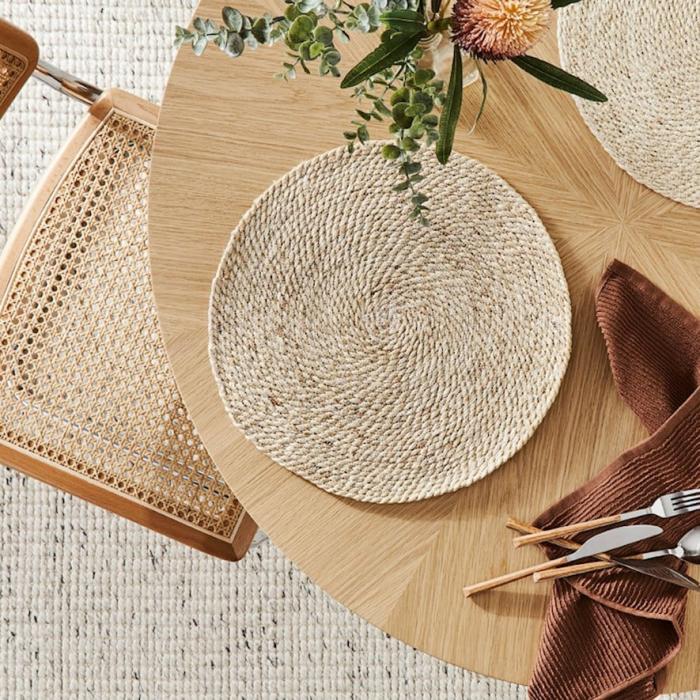 Tablecloths, Runners & Placemats |  Sicily Collection Pack Of 2 Natural Round Placemats Kitchen Table & Servingware