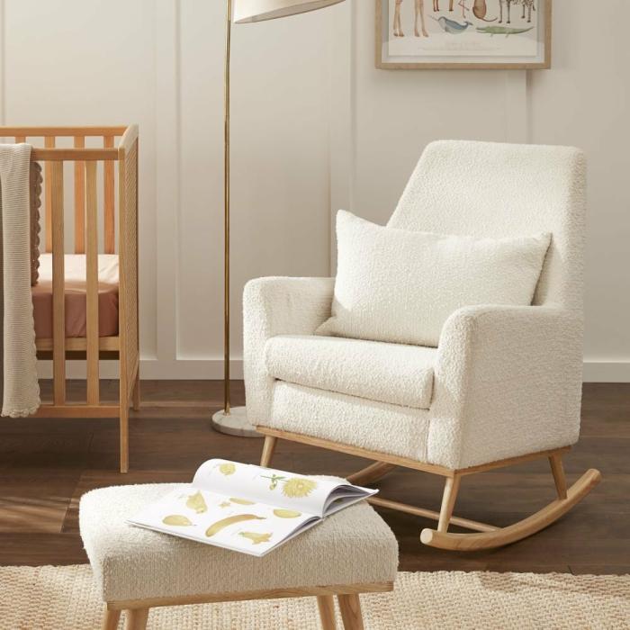 Tables & Chairs |  Boucle White Rocking Chair Kids Furniture Tables & Chairs