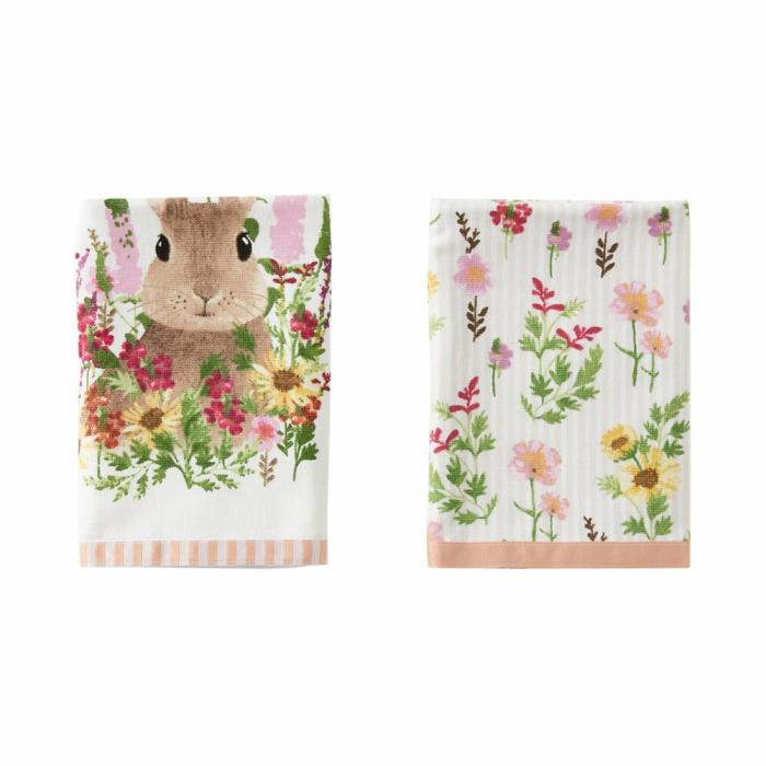 Tea Towels |  Easter Bunny Wildflower Tea Towels Pack Of 2 Kitchen Table & Servingware